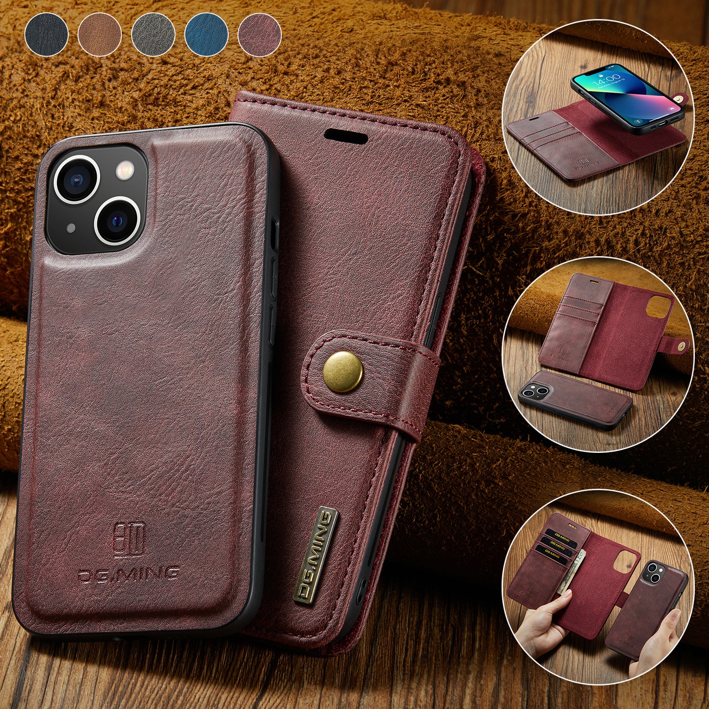 Wallet Detachable 2 In 1 Buckle iPhone 13 Mini Case Magnetic