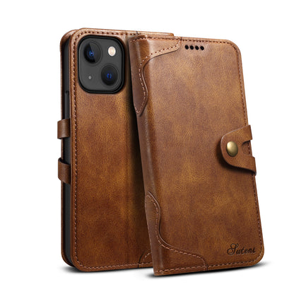 Dual Protection iPhone 13 Pro Case Retro Book Leather