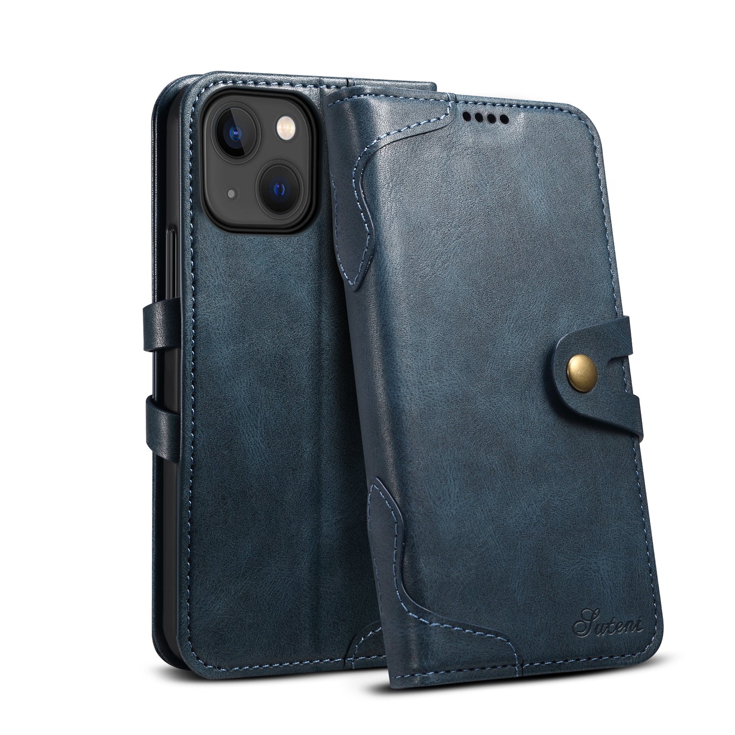 Dual Protection iPhone 13 Case Retro Book Leather