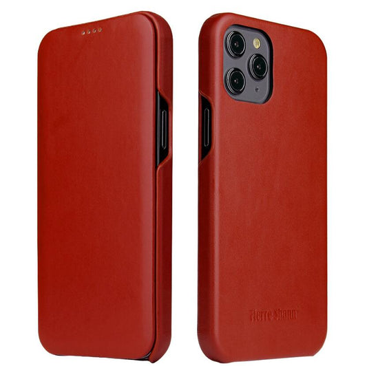 Deluxe Genuine Leather Flip iPhone 14 Pro Case Shape