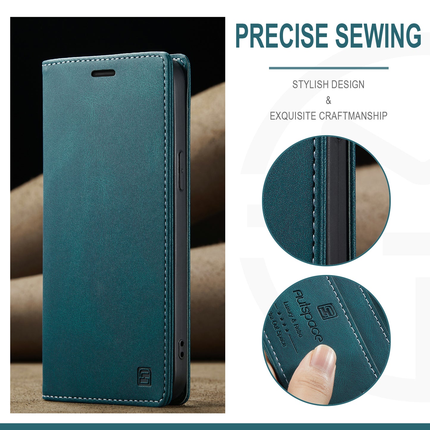 Luxury Retro Leather iPhone 13 Pro Max Case Magnetic Buckle RFID