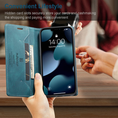 Luxury Retro Leather iPhone 13 Pro Max Case Magnetic Buckle RFID