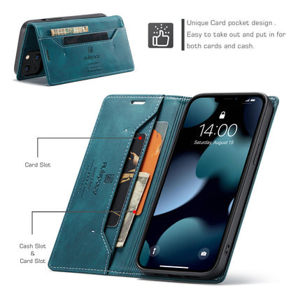 Luxury Retro Leather iPhone 13 Pro Max Case Magnetic Buckle RFID