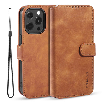 Retro Leather Edge iPhone 13 Pro Case with Hand Strap