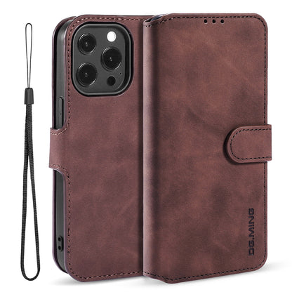 Retro Leather Edge iPhone 13 Pro Case with Hand Strap