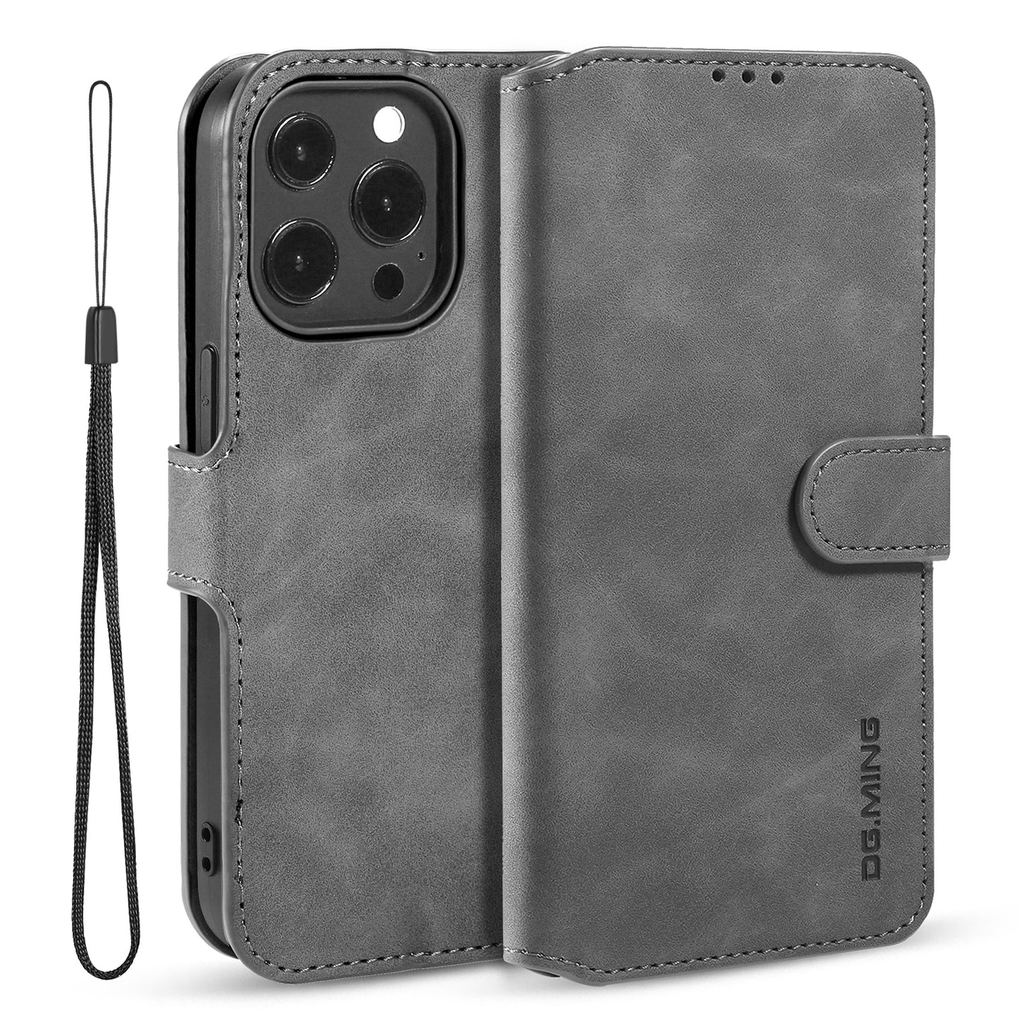 Retro Leather Edge iPhone 13 Pro Case with Hand Strap