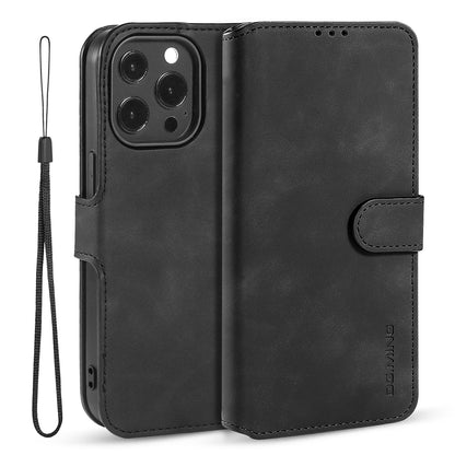 Retro Leather Edge iPhone 13 Pro Case with Hand Strap