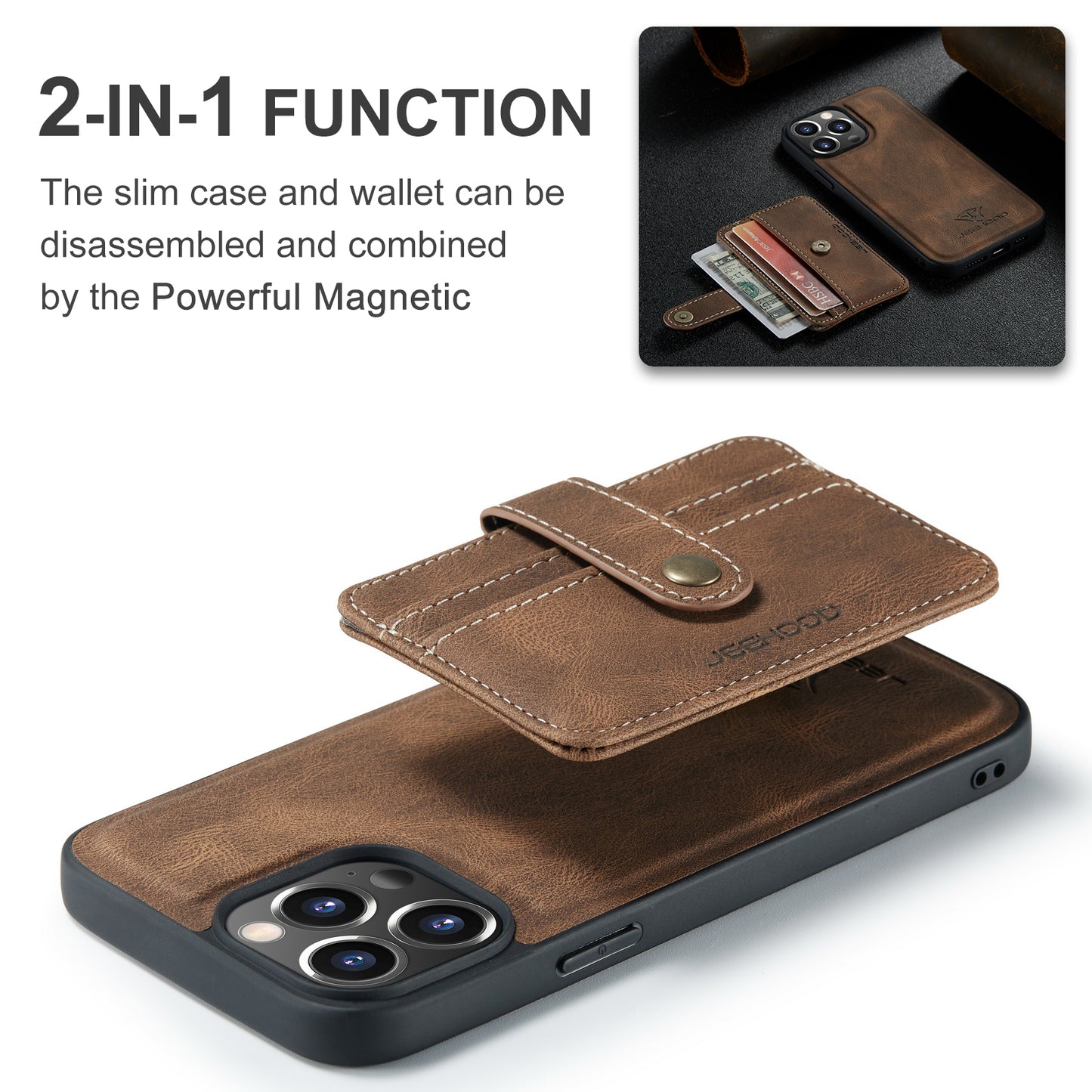 Powerful Magnetic Card Holder iPhone 12 Pro Max Case Detachable