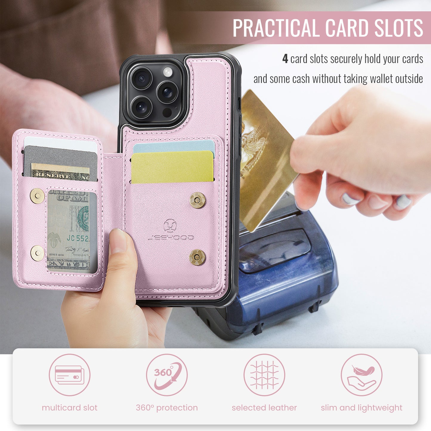 Magnetic Card Holder iPhone 13 Pro Case Detachable RFID Blocking