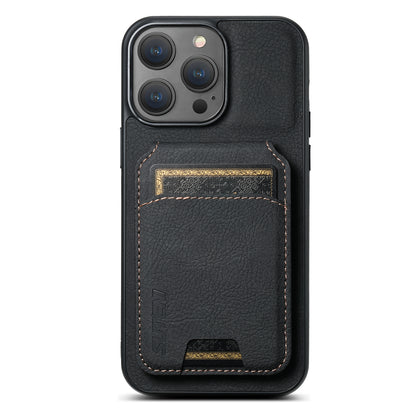 Litchi Leather Card Bag iPhone 12 Case Magnetic