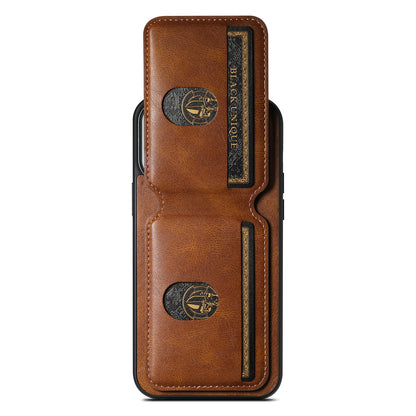 Oil Wax Leather Card Bag iPhone 12 Case Magnetic