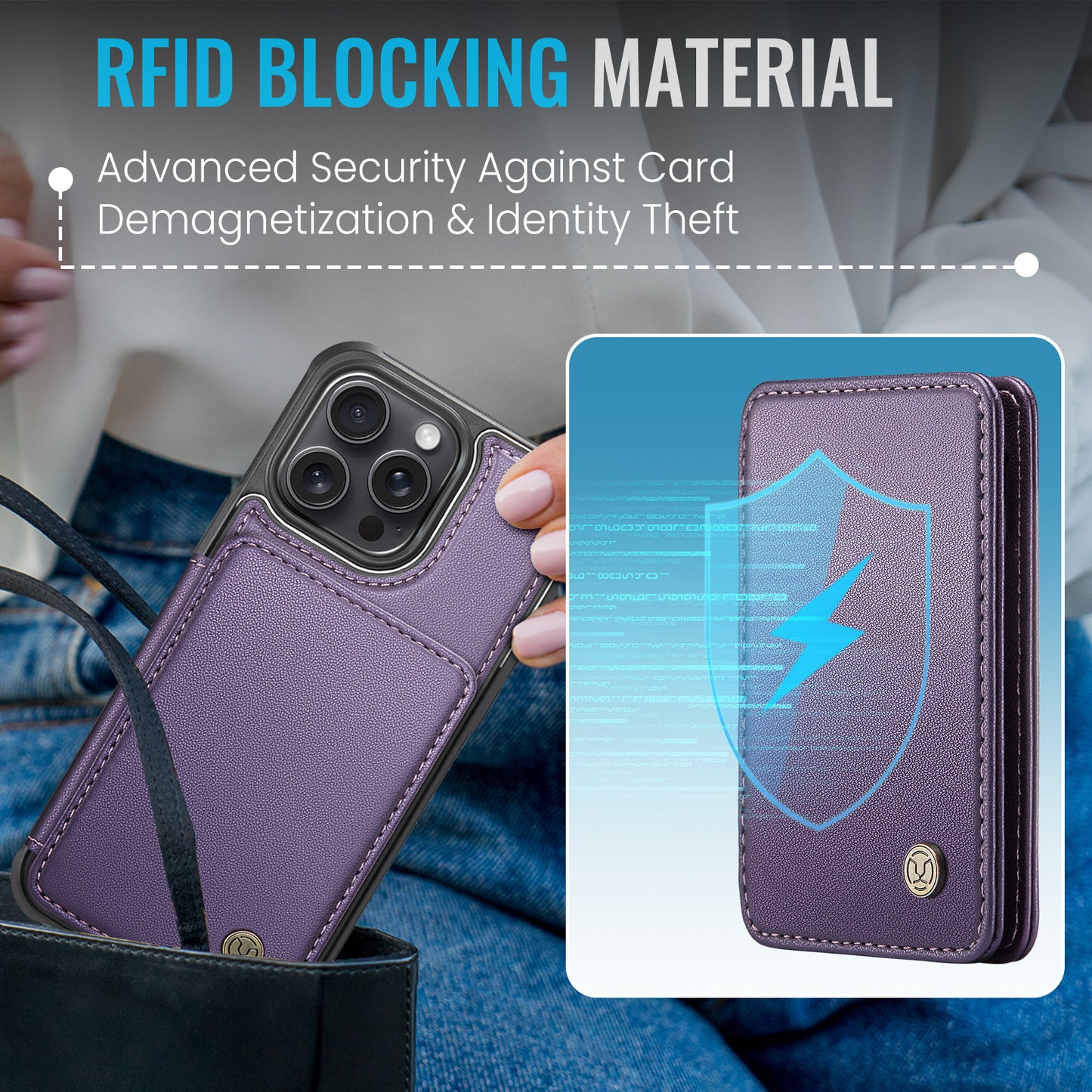 Magnetic Card Holder iPhone 13 Pro Max Case Detachable RFID Blocking