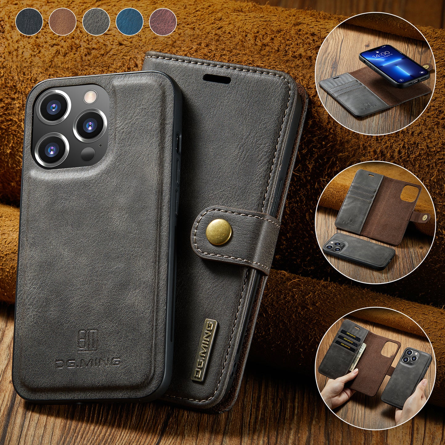 Wallet Detachable 2 In 1 Buckle iPhone 13 Pro Max Case Magnetic