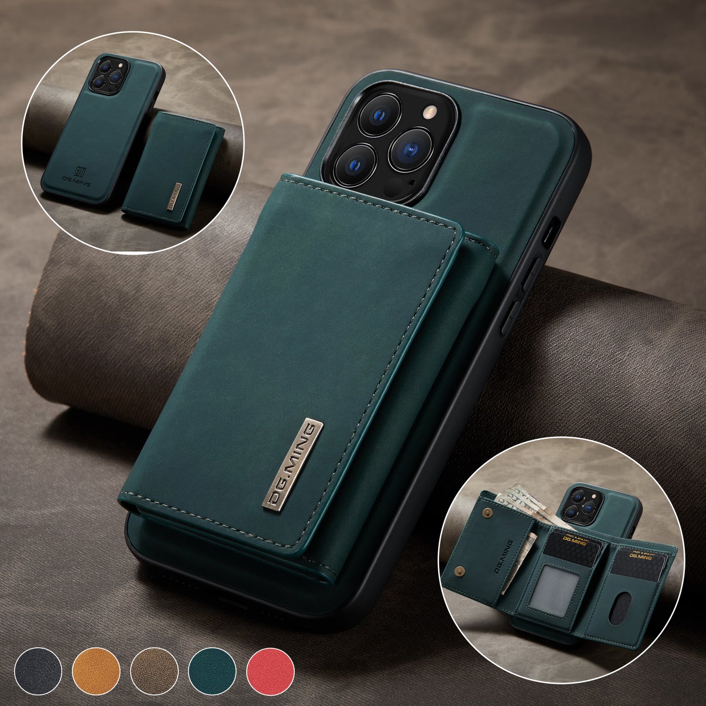 Retro Detachable Fold Wallet iPhone 13 Pro Max Case Magnetic Clip