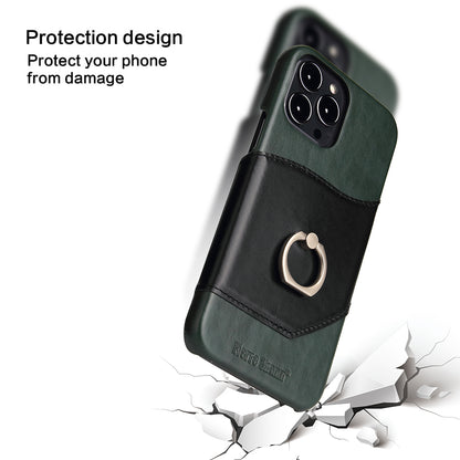 Knight Crow Genuine Leather iPhone 14 Plus Case Ring Holder