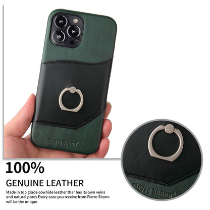 Knight Crow Genuine Leather iPhone 14 Plus Case Ring Holder