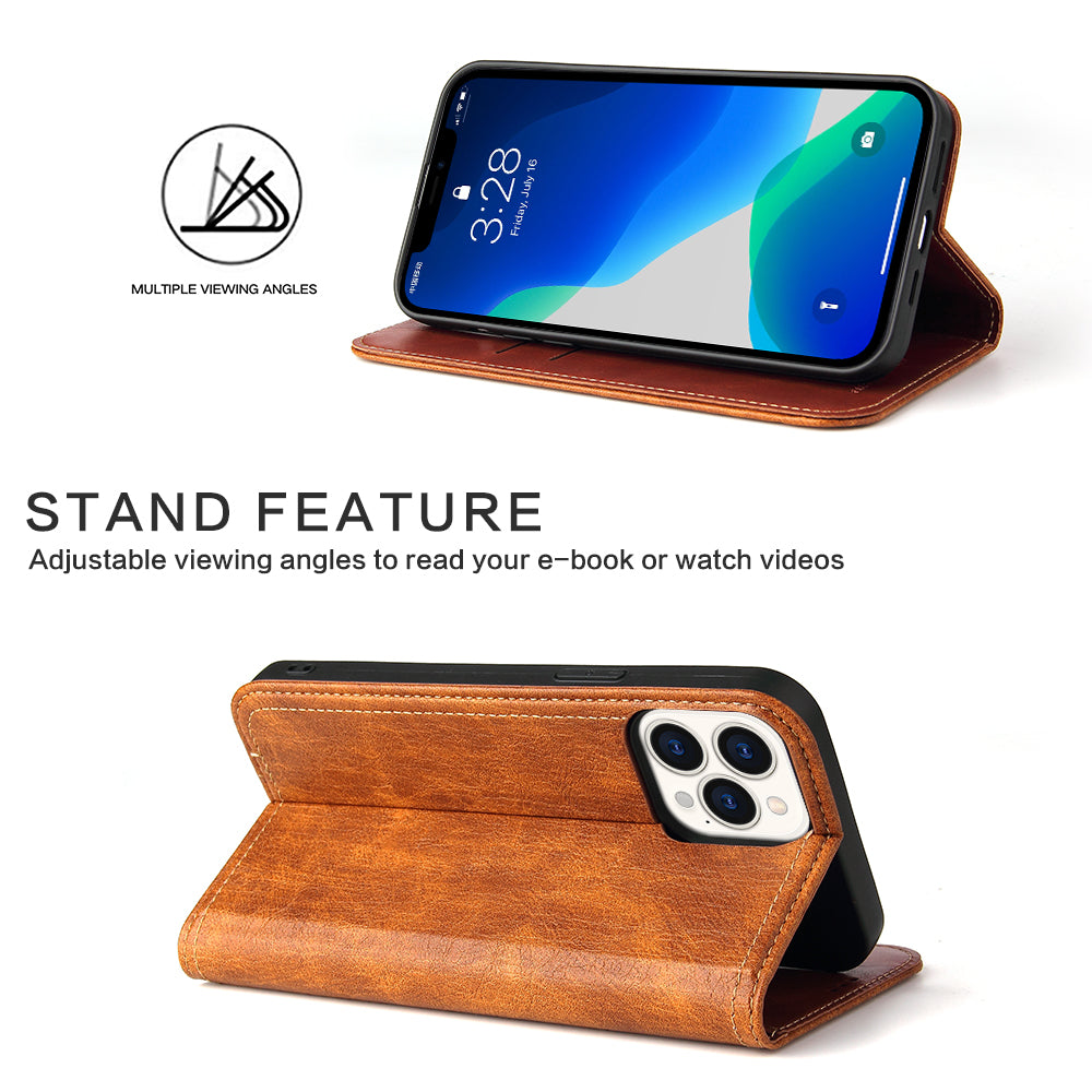 Tree Artificial Leather iPhone 13 Pro Case Wallet Stand