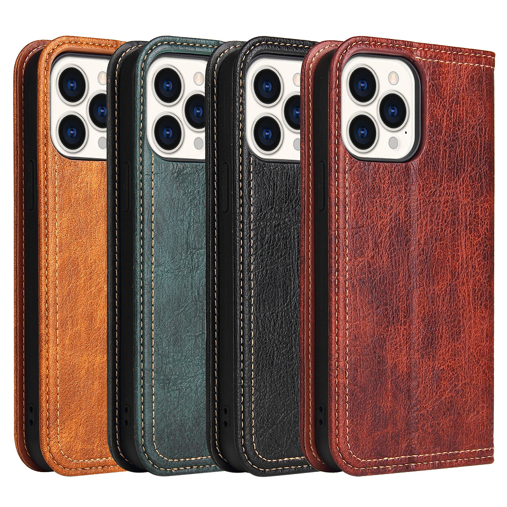 Tree Artificial Leather iPhone 13 Pro Case Wallet Stand