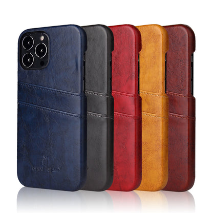 Oil Waxed Leather Card Holder iPhone 13 Pro Max Case Back