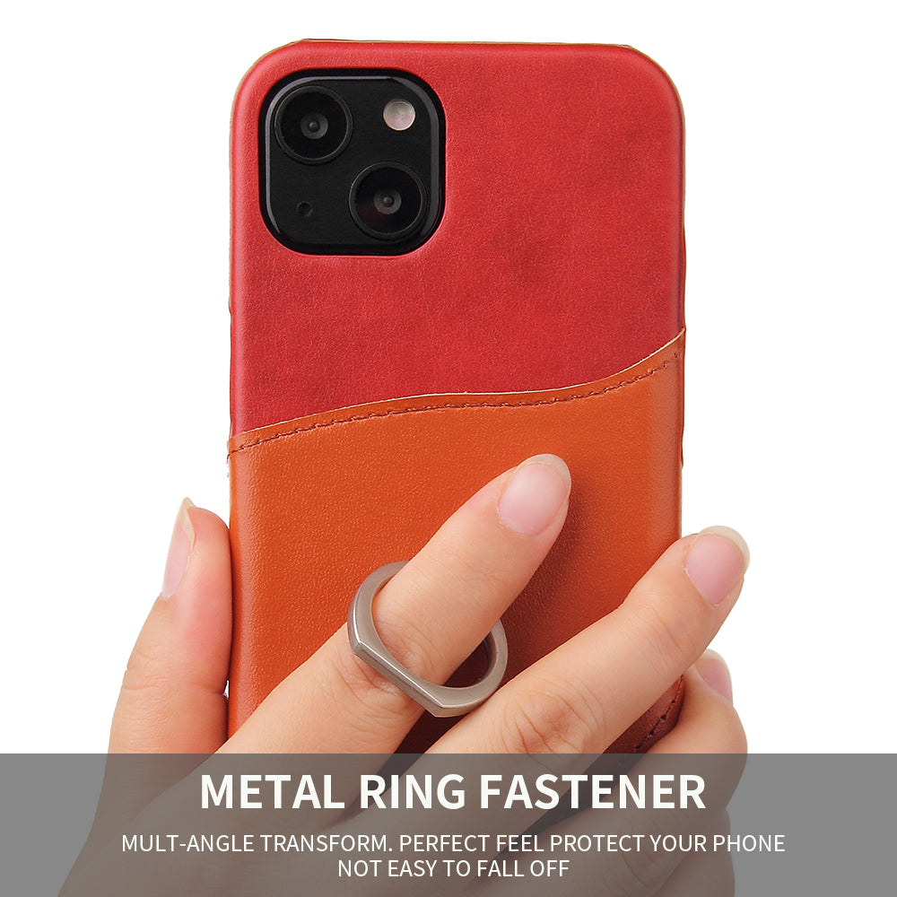 Knight Crow Genuine Leather iPhone 13 Case Ring Holder