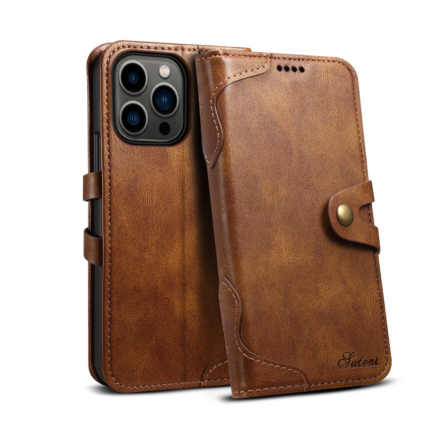 Dual Protection iPhone 16 Case Retro Book Leather