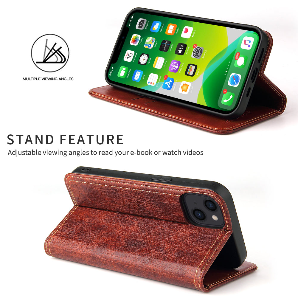 Tree Artificial Leather iPhone 13 Case Wallet Stand