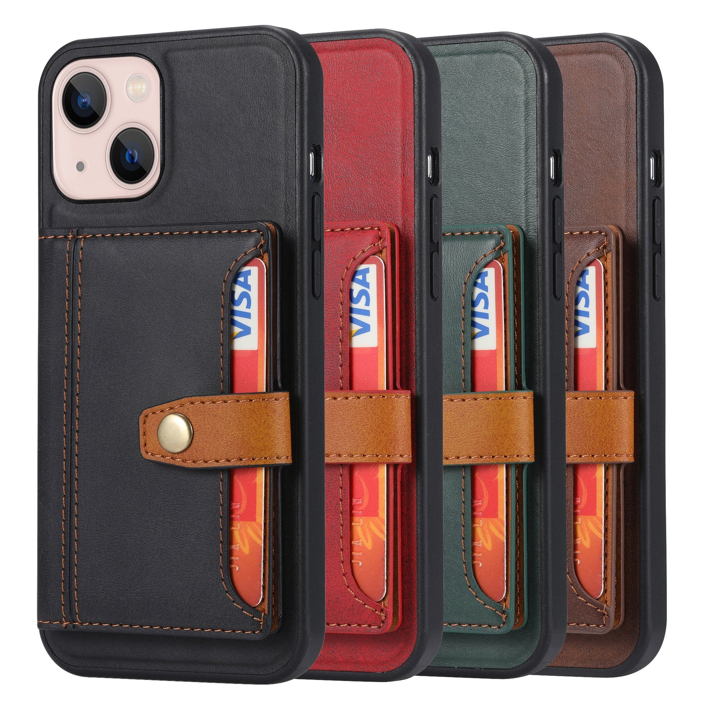 Buckle Retro Leather iPhone 13 Mini Case Stand Multi-card Slots