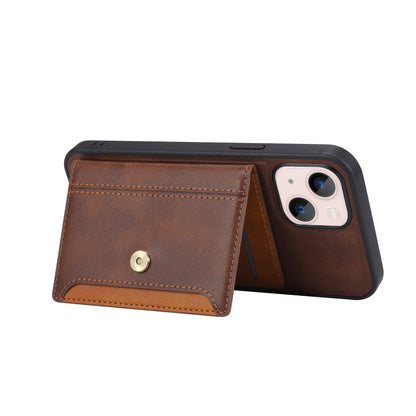 Buckle Retro Leather iPhone 13 Mini Case Stand Multi-card Slots