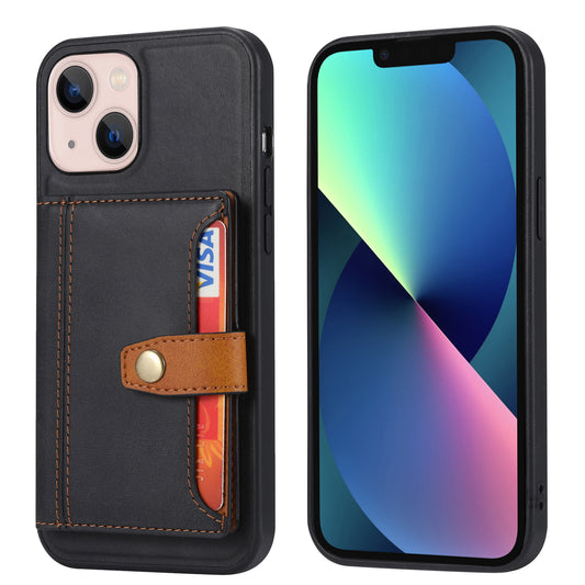 Buckle Retro Leather iPhone 13 Pro Case Stand Multi-card Slots