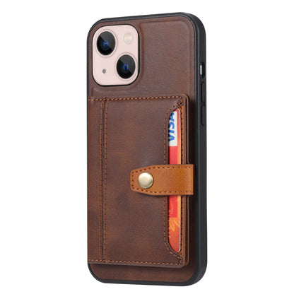 Buckle Retro Leather iPhone 13 Mini Case Stand Multi-card Slots