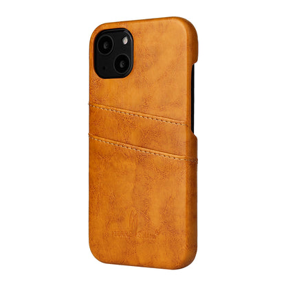 Oil Waxed Leather Card Holder iPhone 13 Case Back