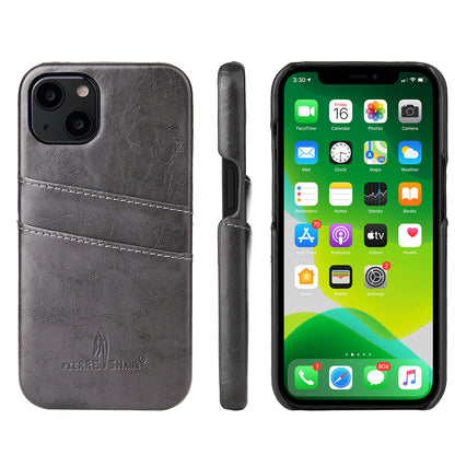 Oil Waxed Leather Card Holder iPhone 13 Case Back