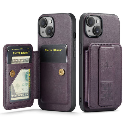 Oil Wax Leather Card Holder iPhone 13 Mini Case Finger Clip