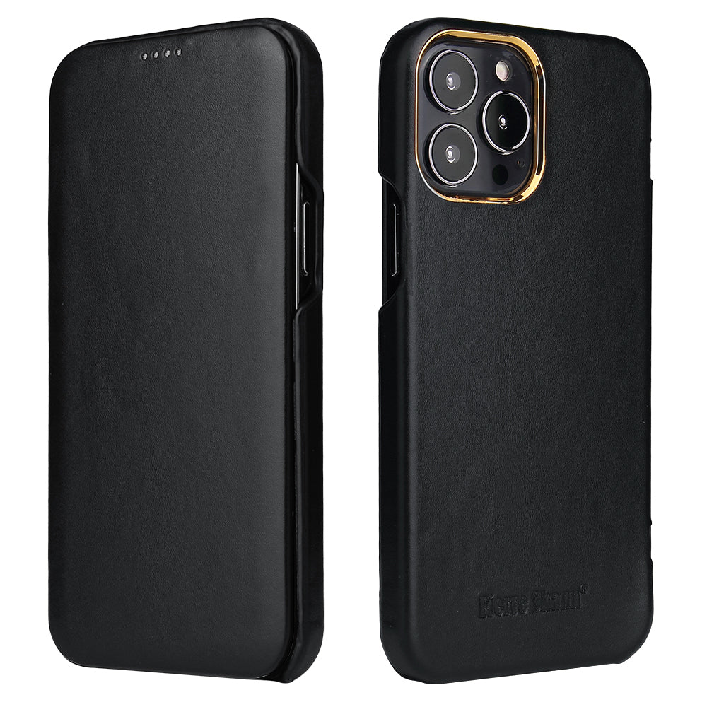 Fixate Real Crow Leather iPhone 16 Pro Case Flip