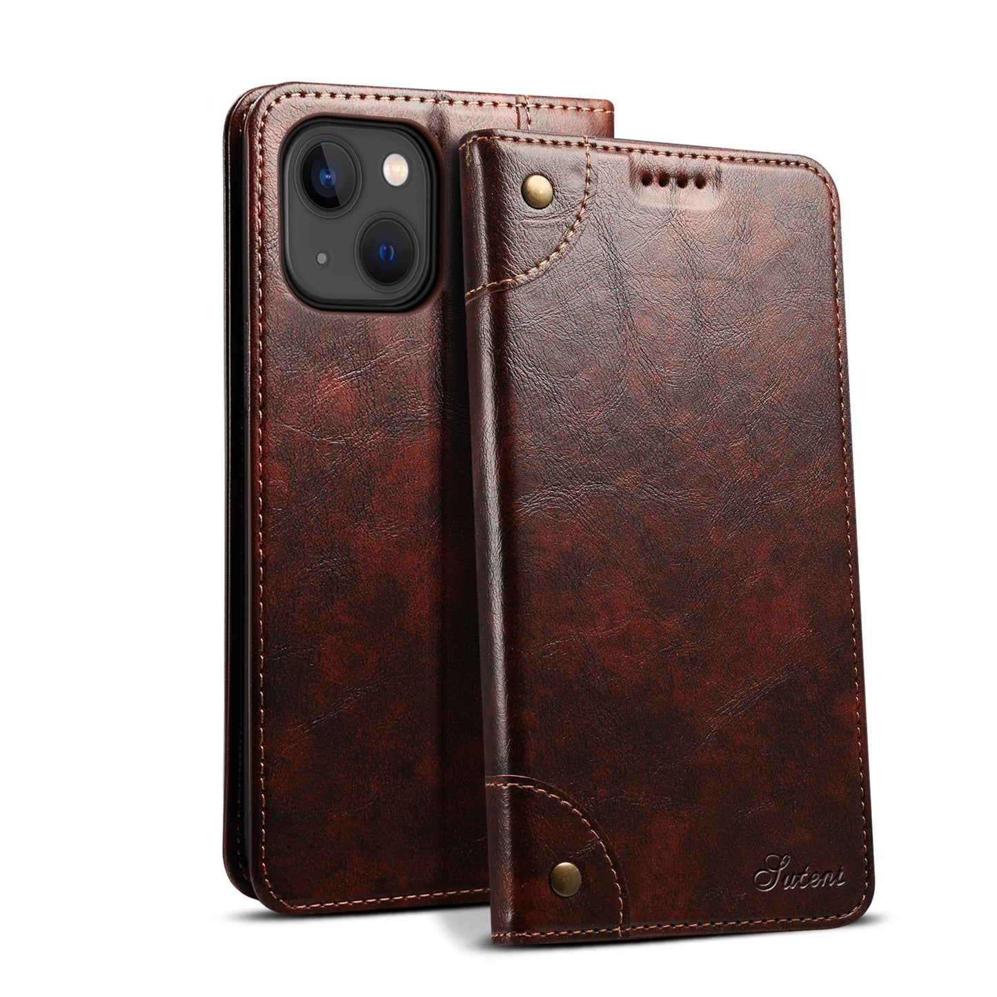 Baroque Wallet Stand iPhone 15 Plus Case Magtic Flip