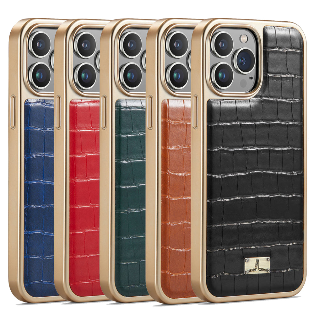 TPU Plated Crocodile Leather iPhone 12 Pro Case Back