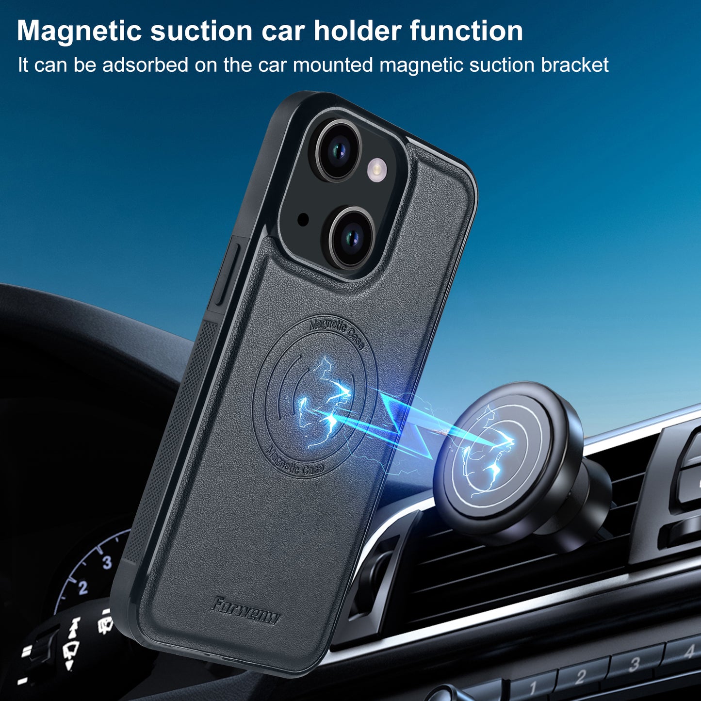 Detachable 2-in-1 Leather Card Bag iPhone 14 Case Magnetic