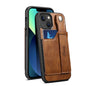 Vertical Card Holder iPhone 14 Leather Case with Wristband