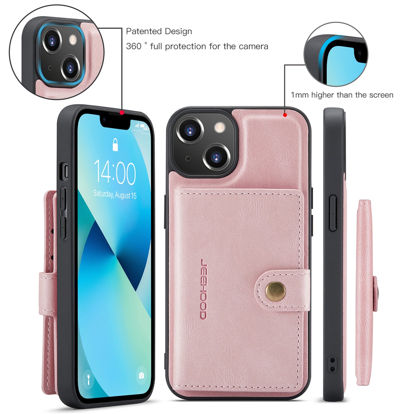 Magnetic Detachable Card Holder iPhone 13 Case Leather Flip