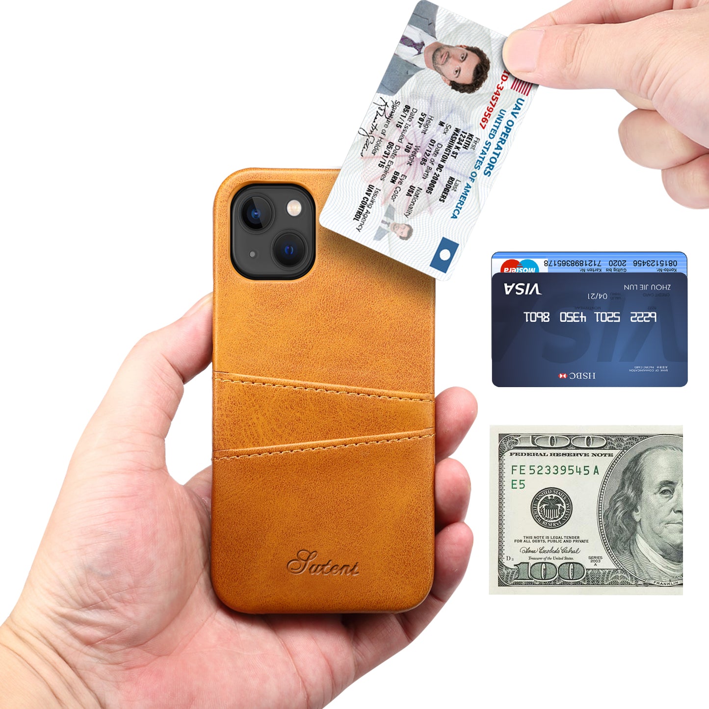 Clamshell Card Holder iPhone 14 Case Swipe RFID