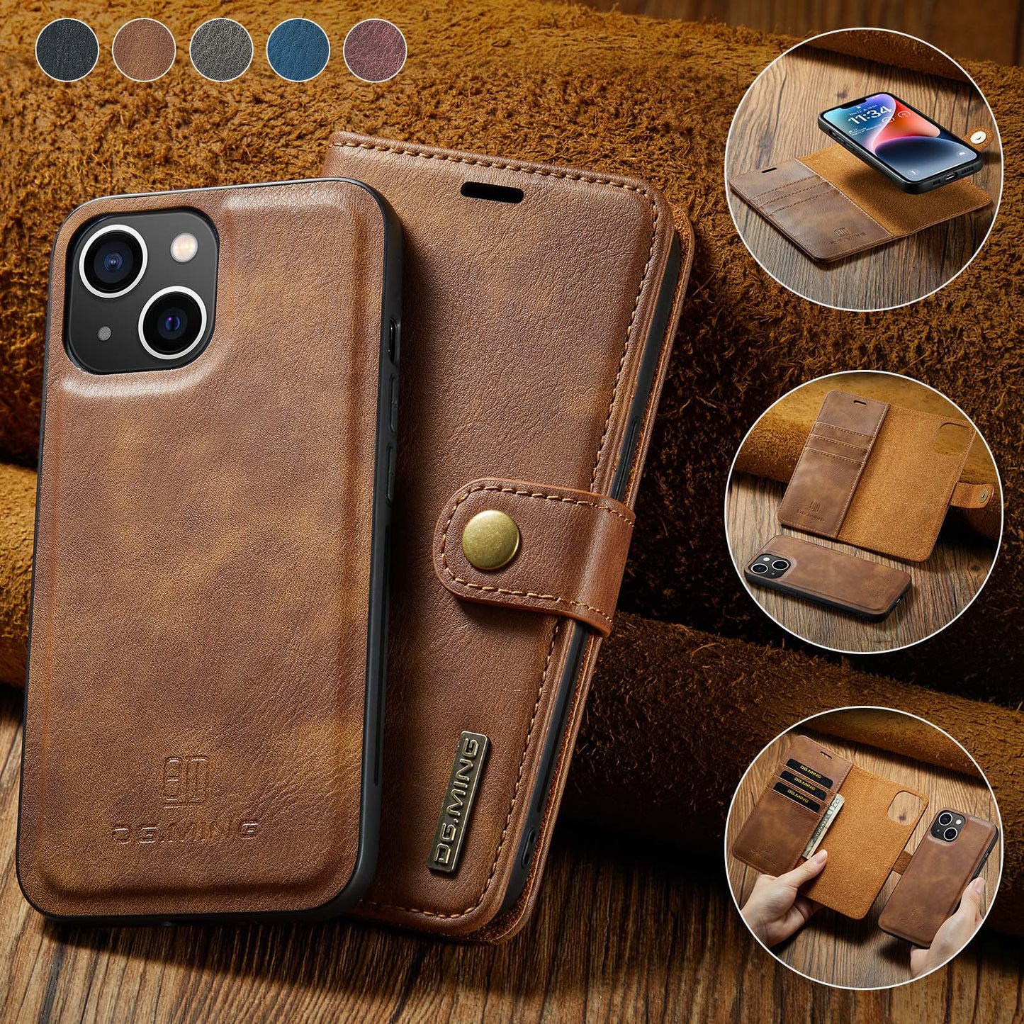 Wallet Detachable 2 In 1 Buckle iPhone 14 Case Magnetic