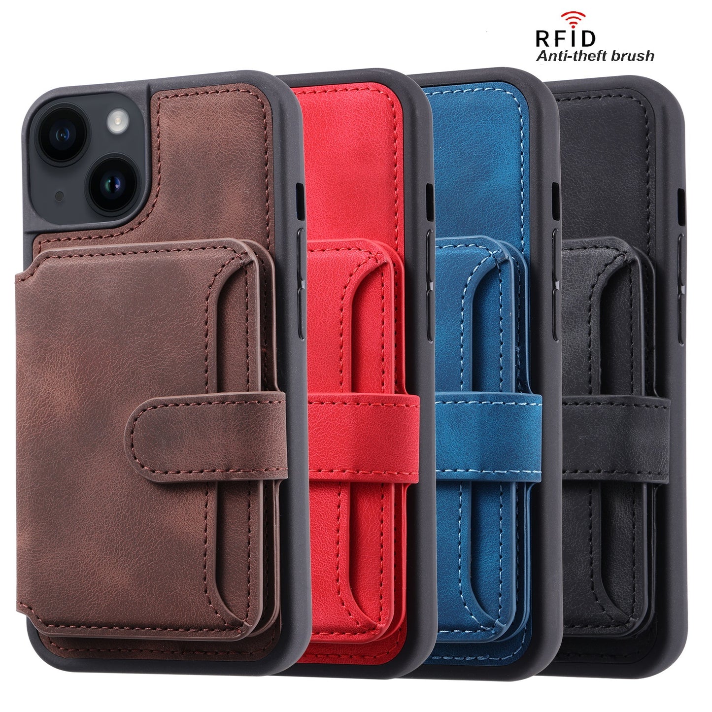 Fantasy Card Slots Buckle iPhone 14 Plus Case Leather Anti-theft