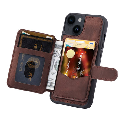 Fantasy Card Slots Buckle iPhone 14 Plus Case Leather Anti-theft