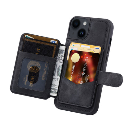 Fantasy Card Slots Buckle iPhone 14 Plus Case Leather Anti-theft