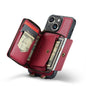 Zipper Card Holder iPhone 14 Case with Shoulder Hand Strap