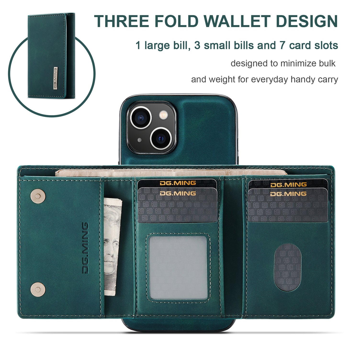 Retro Detachable Fold Wallet iPhone 14 Plus Case Magnetic Clip