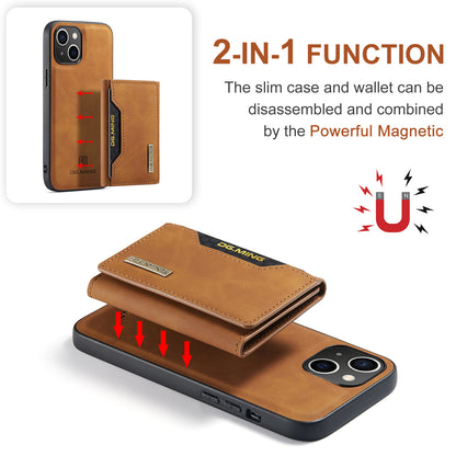 Retro Detachable Fold Card Holder iPhone 14 Plus Case Magnetic Clip