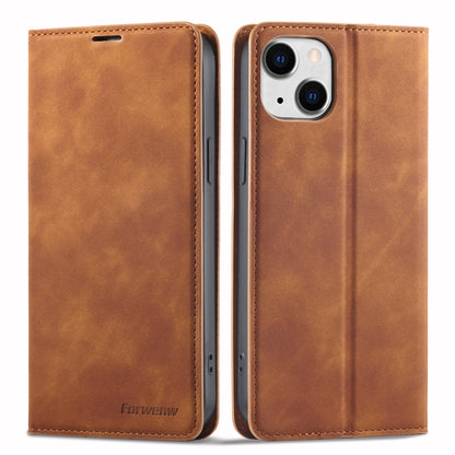 Illusion Slim Retro Leather iPhone 14 Plus Case Magnetic