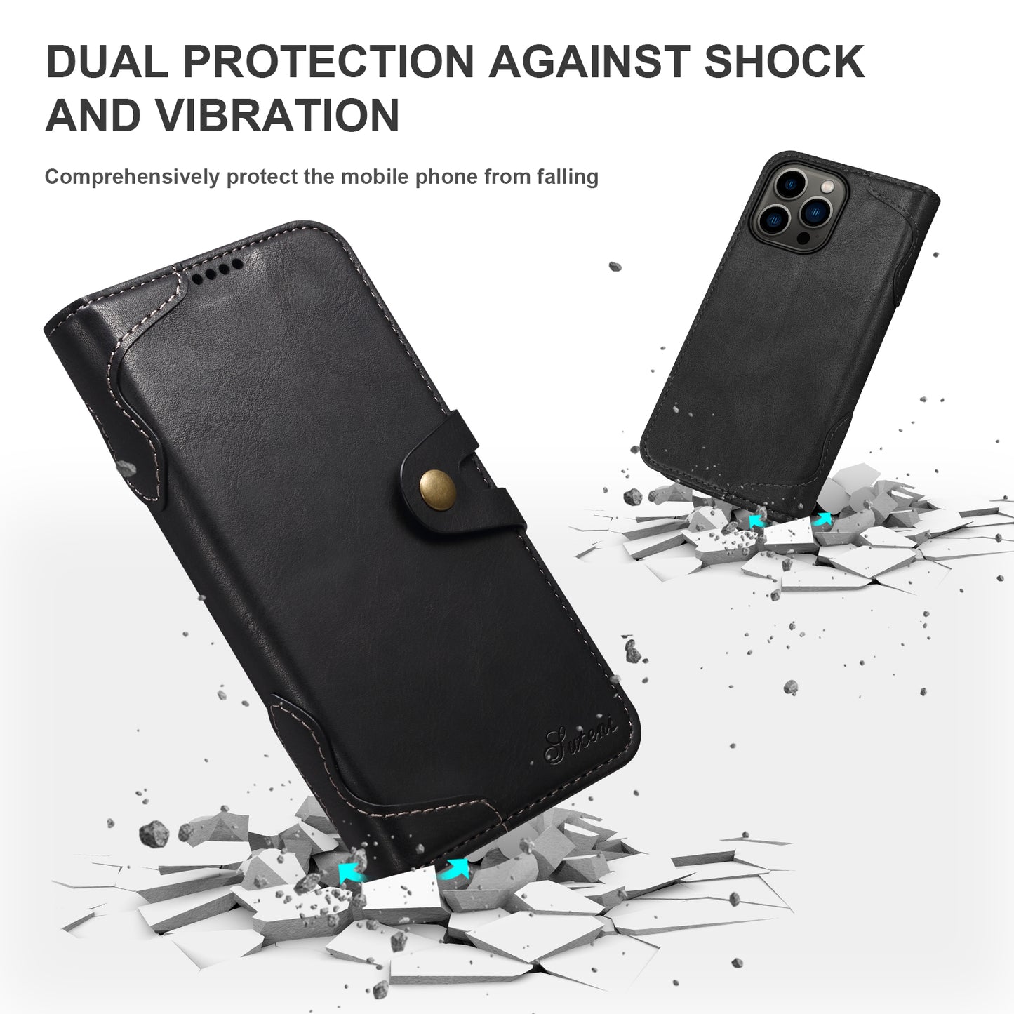 Dual Protection iPhone 14 Case Retro Book Leather