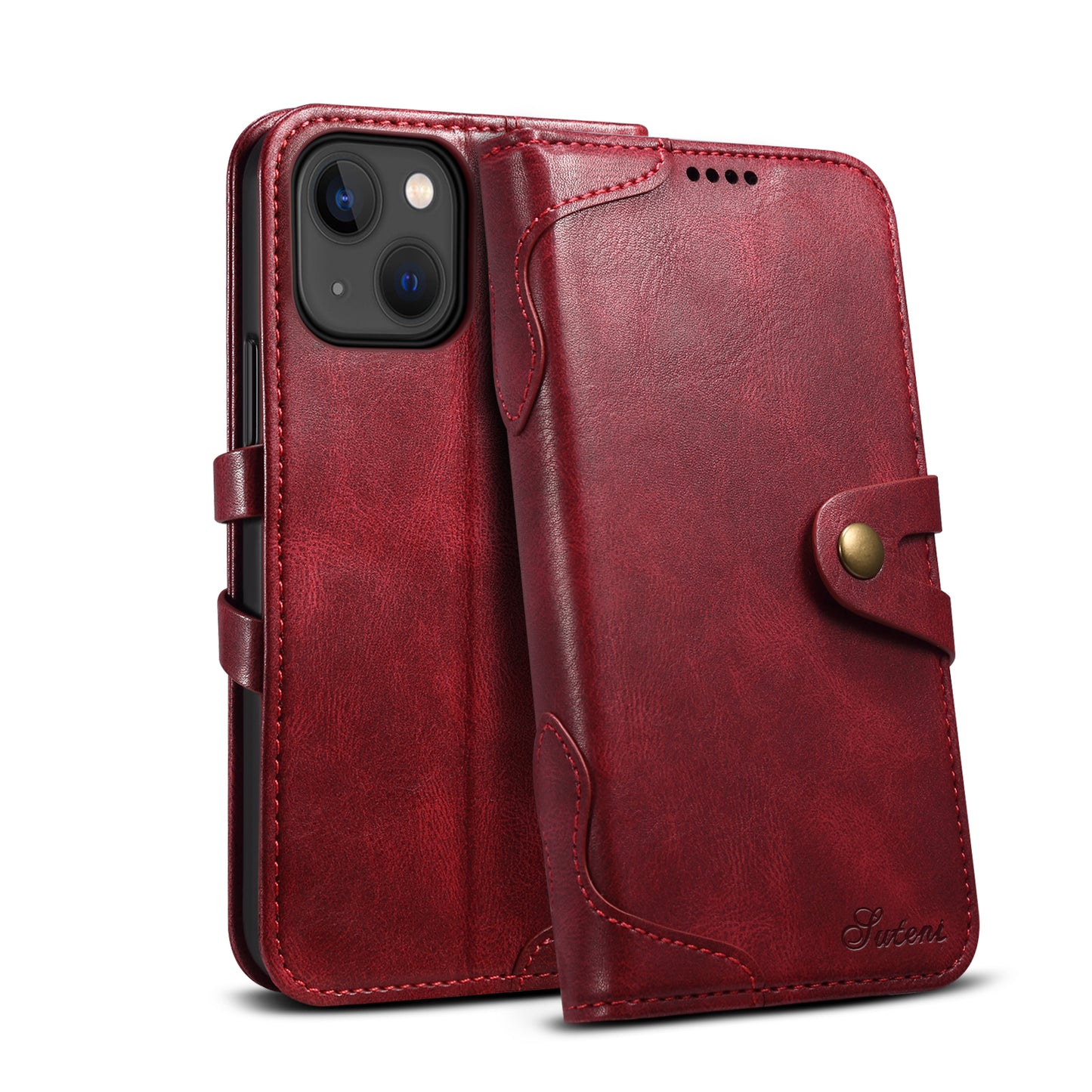 Dual Protection iPhone 14 Plus Case Retro Book Leather